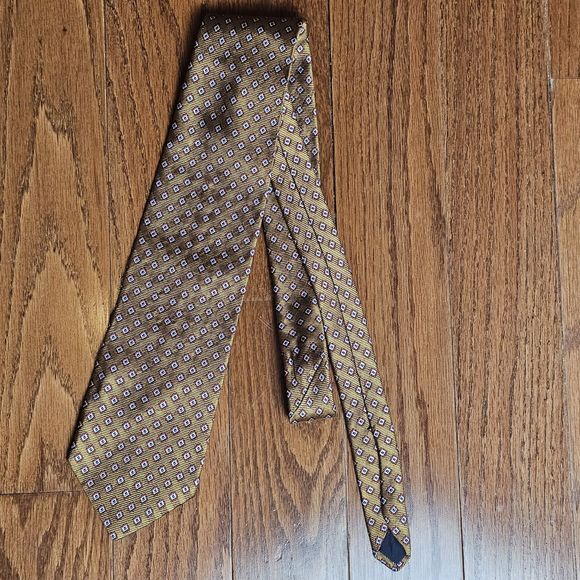 Brooks Brothers Makers Men’s‎ Repp Tie All Silk Made In USA Gold Red Design - Picture 1 of 5